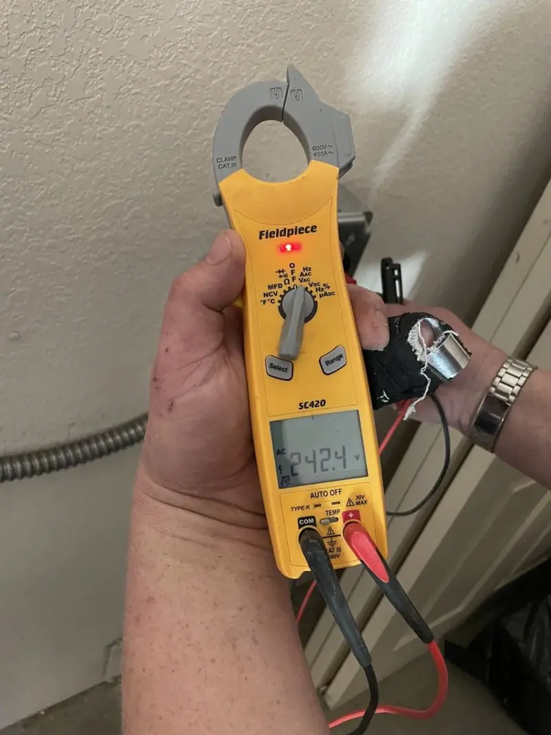 Voltage testing with clamp meter during Aluminum Wiring Replacement in Greenwood